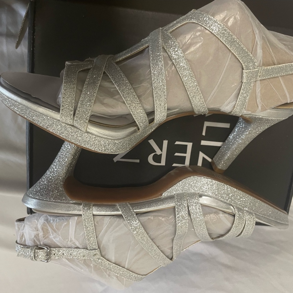 Elegant Silver Strappy Heels